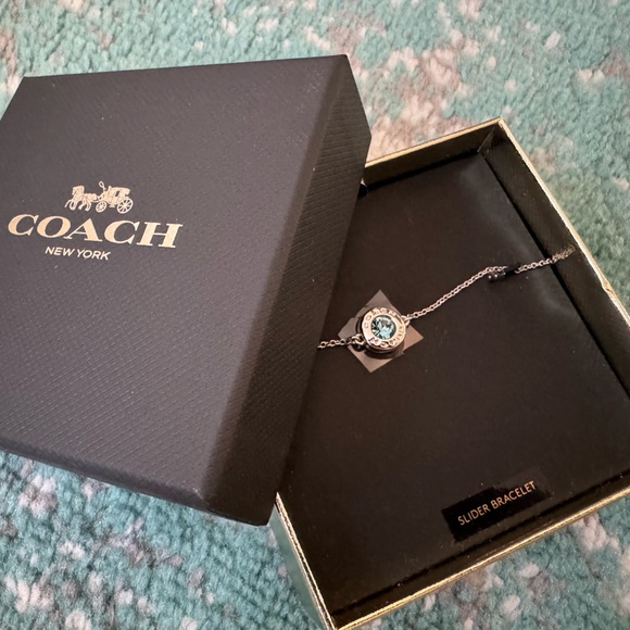 Coach Silver Slider Bracelet With Blue Stone - Picture 1 of 3